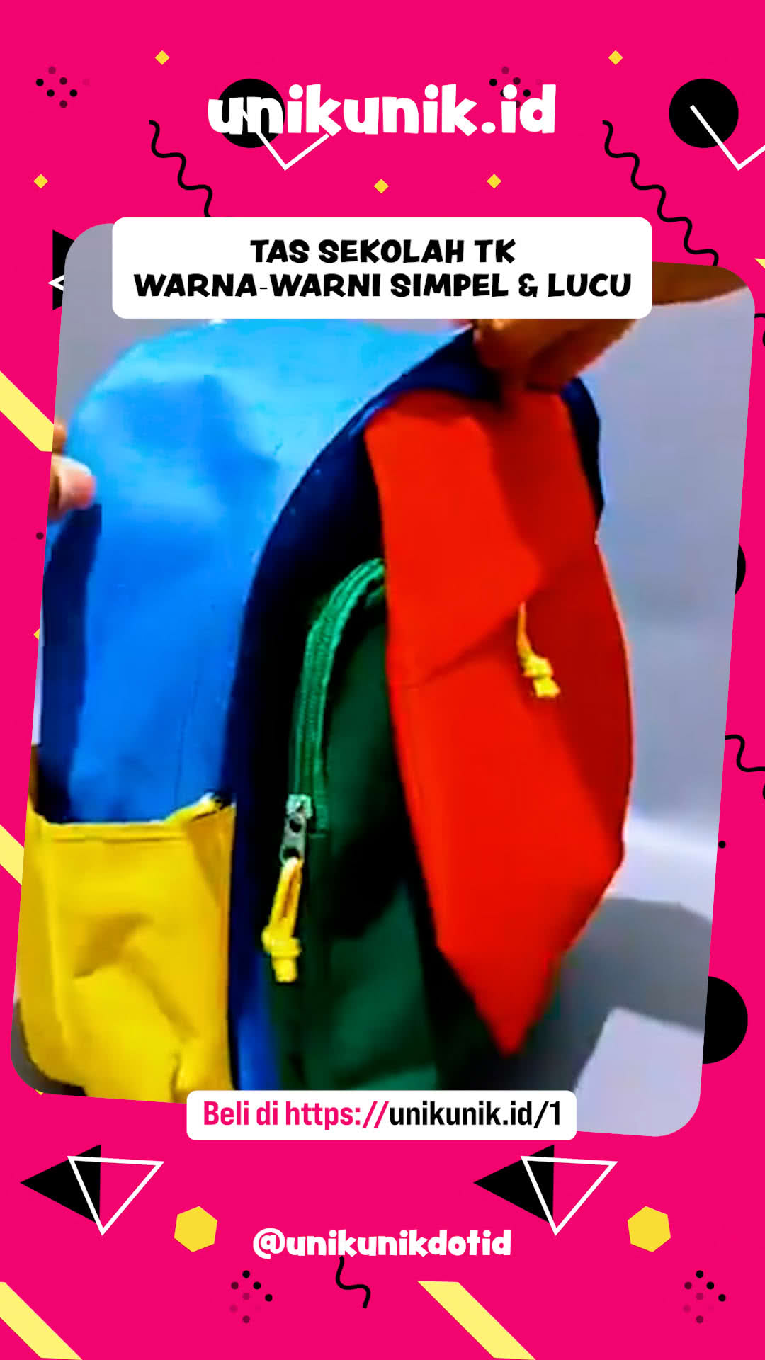 Tas Sekolah TK Warna-Warni Simpel & Lucu