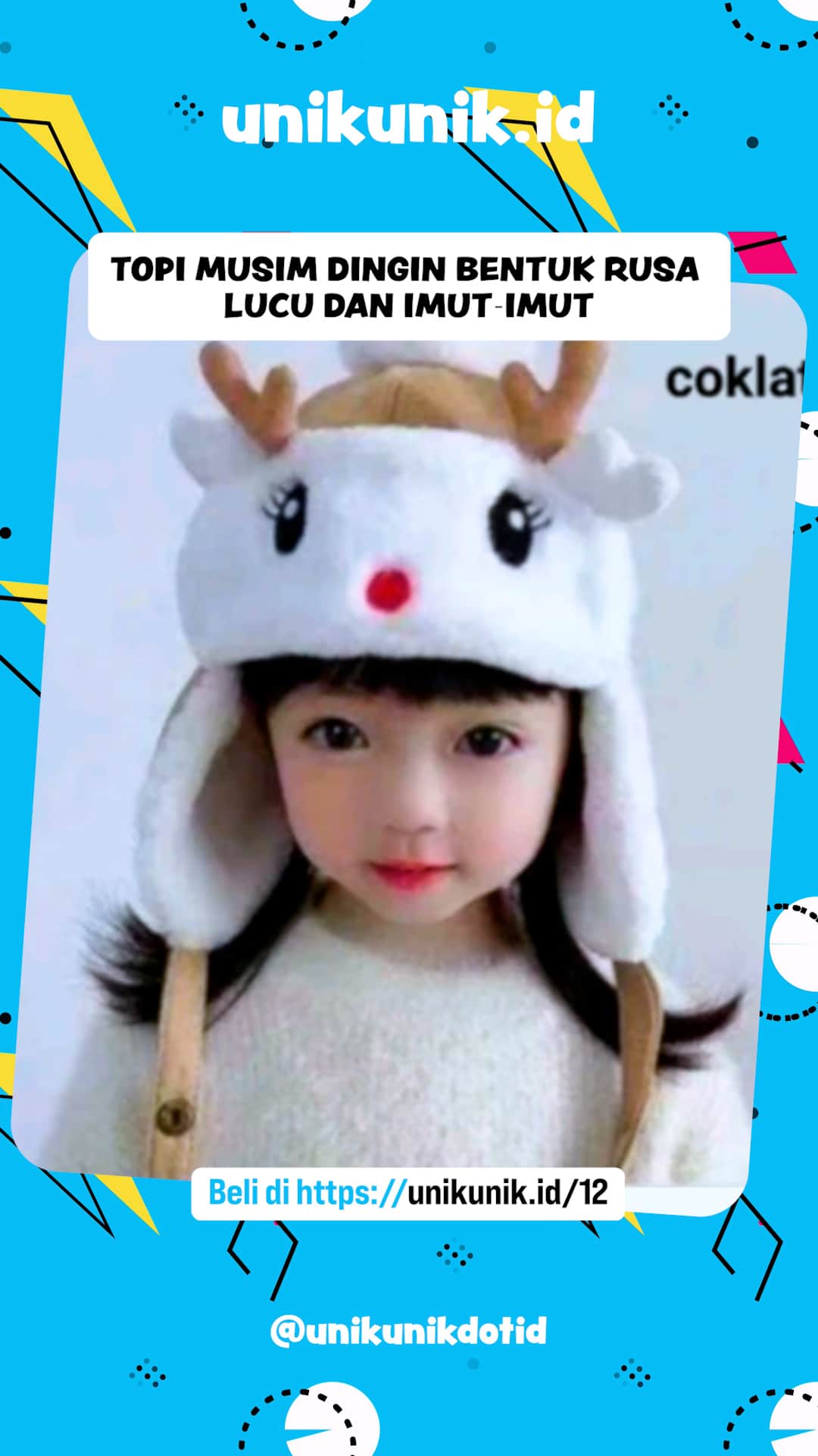 Topi Musim Dingin Bentuk Rusa Lucu dan Imut-Imut